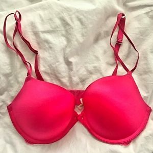 Aerie Maddie Bra 36D Underwire Hot Pink Lace Back